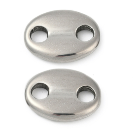 2 x 304 RVS bean beads - varkensneus kraal - knoop verdeler 17 x 12,7 x 3 mm – gat 3,7 mm – RVS kleur
