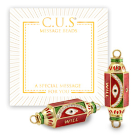 1 x Sieraden message beads tussenstuk "will" & eye Goud rood