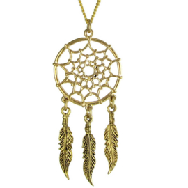 DQ metalen bedels dreamcatcher  Goud  34 x 28 x 2mm