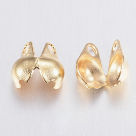 10 x RVS Kalotjes 18k Gold Plated 6 x 4 x 3mm gesloten oogje 1mm Ø 3,5mm