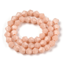 1 x Glaskralen streng facetgeslepen bicone 6 x 6 mm – gat 1 mm – PeachPuff
