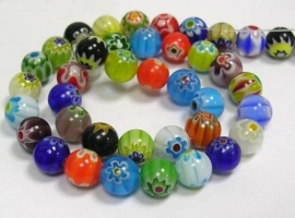 10 x Millefiori glas kralen 8mm mix bloem gat 1mm