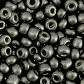 20 gram Glaskralen Rocailles 6/0 (4mm) Metallic anthracite