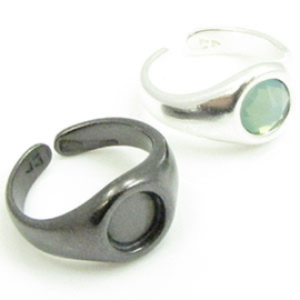 1 x DQ metaal Ring Setting 7 mm Hematiet kleur (Nikkelvrij)