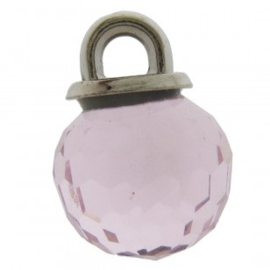 Bedel metaal glas facet roze 10x14mm