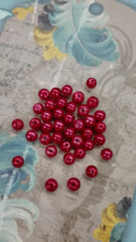 80x prachtige glasparels  6mm Gat: 1mm Appel rood