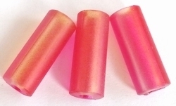 3 x Kunststof kraal rond langwerpig mat roze/oranje 24 mm