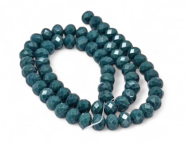 1 x Streng met ca. 70 glaskralen facet rondelle briolette kristal – 8 x 6 mm – gat 1 mm – Marine Blue