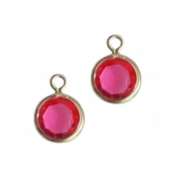 1 x DQ facethanger gekleurd  Goud-fuchsia 10 x 7mm (op is op!) (Nikkelvrij)