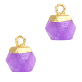 1 x  Natuursteen hangers hexagon Purple-gold Amethyst