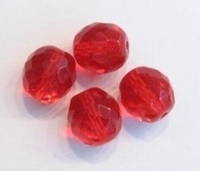 10 x Glaskraal facet kristal Rood 12 mm