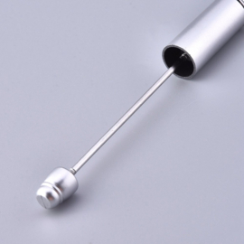 1 x Kunststof/metalen kralenpen 14,4 cm – staafje ca. 55 x 2 mm – zilverkleur