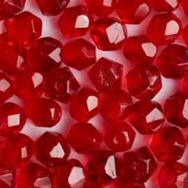 15 x  Ronde Tsjechische kralen facet kristal 6mm kleur: rood Gat c.a.: 1mm