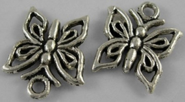 10x Tibetaans zilveren bedel vlinder 15mm x 12mm