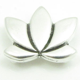 1 x DQ metaal schuiver antiek zilver kleur Lotus bloem 23 x 20mm Ø10 x 3mm (Nikkelvrij)