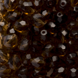 15  x ronde Tsjechische kralen facet kristal 8mm kleur: bruin gat: 1mm