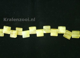 Streng Yellow calcite slab afmeting kraal 14 x 14 mm, 21 stuks