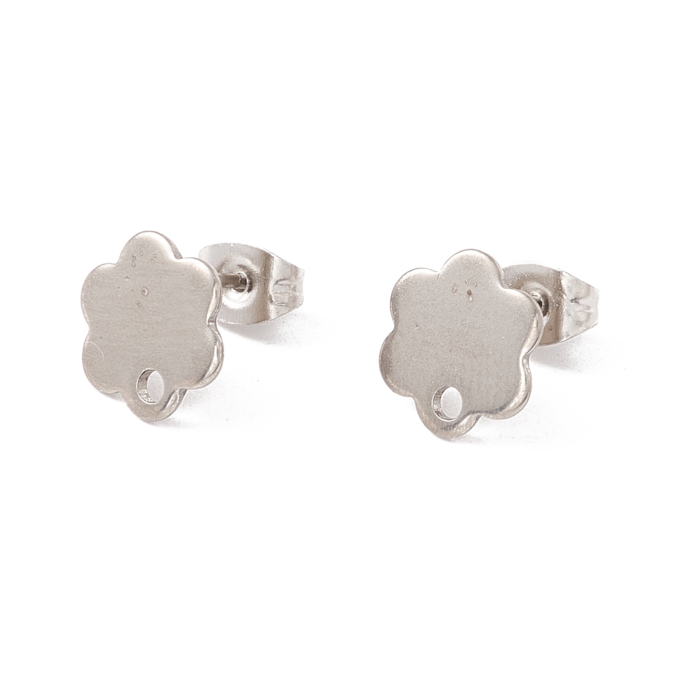 2 x oorbelsteker bloem – ca. 10 x 9 mm – oogje: 1,6 mm – steker: 0,8 mm – rvs – roestvrijstaal kleur