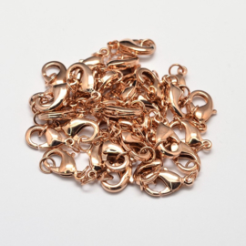 Rose gold kleur  verbindingssluiting met ringen 12 x 7 x 3mm gat ring: 4mm (Nikkelvrij)