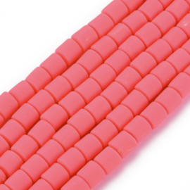 20 x handgemaakte polymeer klei kralen deep pink 6,5 x 6mm gat: 1,2mm column