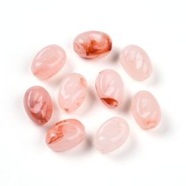 20 x Acryl kralen ovaal two tone 14 x 10 x 8,6 mm – gat 1,8–2 mm – Light Salmon