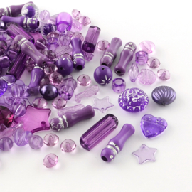 100 gram Luxe Acryl Kralen –Purple– Gemixte Vormen