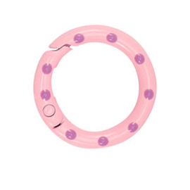 1 x Gekleurde onderdelen sleutelhanger ring  Pink-purple ca. 25x4mm