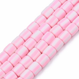 20 x handgemaakte polymeer klei kralen pink 6,5 x 6mm gat: 1,2mm column