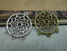DQ metalen bedels dromenvanger dreamcatcher geel koper  34 x 28 x 2mm