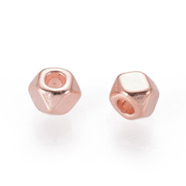 20 x metalen kralen 3 x 2,5mm gat: 1mm rose gold (Nikkelvrij)