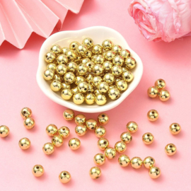 20 x Metaallook acryl kralen rond 8 mm – gat 1,5 mm – goudkleur