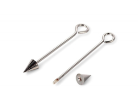 1 x Wisselhanger voor kralen, geen punt maar schroefdraad met dopje 52~59x6mm, pin 1,5mm oogje: 2,8mm Platinum kleur