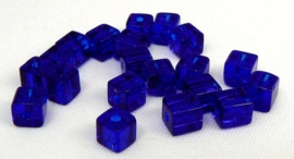 10  stuks kristal kralen Kubus Facet geslepen Top kwaliteit! 8mm gat: 1mm  donker blauw