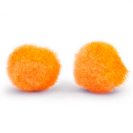 5 x Pompom bedel 8mm Tangerine orange ~zonder oogje