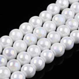 15 x Diamond coated glaskralen 6~6,5 mm, gat: 1,4 mm, White