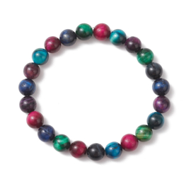 1 x Armband tijgeroog kralen 8 mm – gemixte kleuren