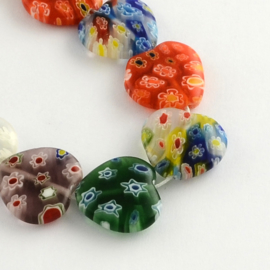 10 x Millefiori glas hart 12 x 12 x 3,5mm gat 0,5mm