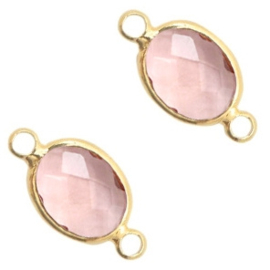 Crystal glas tussenstukken ovaal 10x18mm Vintage Pink - crystal-gold (Nikkelvrij)