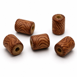 25 x Afrikaanse houten kralen cilinder 10 x 9 mm – gat ca. 3 mm – bewerkt met print