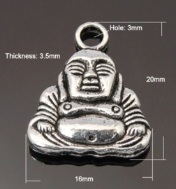 10x Tibetaans zilveren bedel van een Buddha 16x20x3,5mm
