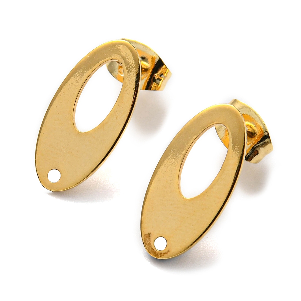2 x oorbelsteker ovaal – ca. 18,5 x 9,5 mm – oogje: 2 mm – steker: 0,7 mm – rvs – 24K goldplated