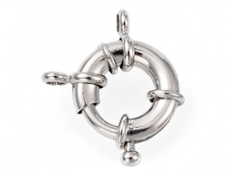 1 x Real Platinum Plated messing veerslotje, boeisluiting 15 x 5 mm – oogje ca. 2 mm – nikkelvrij