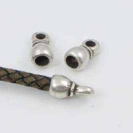 1 x DQ metaal Eindkap 15 x 8mm gat 5 mm oogje 3 mm Antiek zilver kleur   (Nikkelvrij)