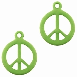 10 Stuks Kunststof hanger Peace Groen 18 x 14 mm