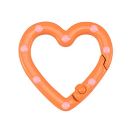 1 x Gekleurde onderdelen sleutelhanger hart Orange-pink ca. 25x26x4mm