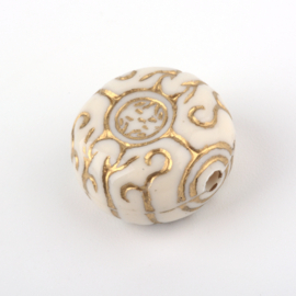 10 x Acryl kralen plat rond 17 mm – gat 2 mm – goudkleur