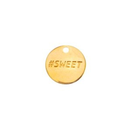 1 x Metaal Bedel 15 x 1mm Goud kleur oogje: 1,5mm #sweet (Nikkelvrij)