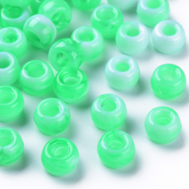 15 x Two tone acryl kralen rondellen 11 x 8 mm – gat 5 mm – Medium Spring Green