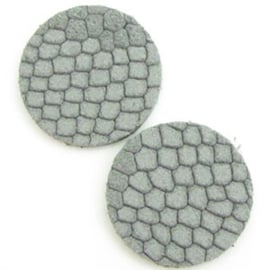 15 x DQ Suede Cabochon 7mm Reptiel Licht Grijs