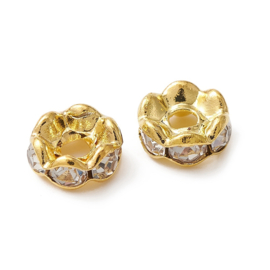 50 x Vergulde kristal rondellen 6 x 3 mm – gat 1 mm – clear